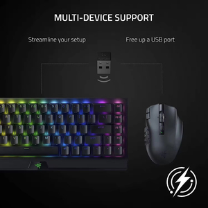 เมาส์เกมมิ่งไร้สาย Razer Naga V2 HyperSpeed รุ่นดั้งเดิม ปุ่มตั้งค่าได้ 19 ปุ่ม เซ็นเซอร์ออปติคอล Focus Pro 30K เมาส์ออกแบบตามหลักสรีรศาสตร์ - Product Image 4
