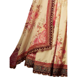 เสื้อและเสื้อเชิ้ตผ้าโปร่งสำหรับผู้หญิงพิมพ์ลายดอกไม้สีเบจ-พีช - Product Image 1