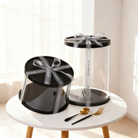 Boîtes d'emballage en plastique PET transparentes de 6 pouces, de qualité alimentaire, pour mariage, anniversaire, fête, avec estampage or de luxe, épaisseur 0,35 mm