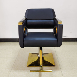 Sillón de Barbería Hidráulico Moderno con Estructura de Acero Inoxidable y Tapicería de Cuero Sintético para Salón de Belleza, Peluquería y Estudio de Cabello - Product Image 2