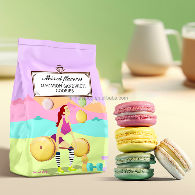 Premium Snacks Cream Biscuits and Cookies Cream Filled Biscuits Sandwich Macron Cookies