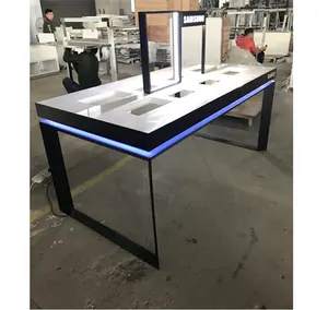 Desain Kustom Meja Toko Telepon dengan Lampu LED Promosi Toko Telepon Meja Display dengan Tag Harga Di Atas