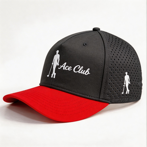 Gorra de Béisbol Deportiva Personalizada de Nylon Vintage de 5 Paneles, Impermeable, con Perforaciones Láser, Bordado y Hebilla Dorada de Cobre, con Soporte para Tees de Golf - Product Image 1