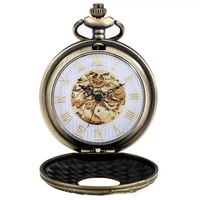 Montre de poche vintage à quartz pour homme, style demi-chasseur, avec symboles des Mythos de Cthulhu d'Lovecraft, pour les grands amateurs de l'ancien.