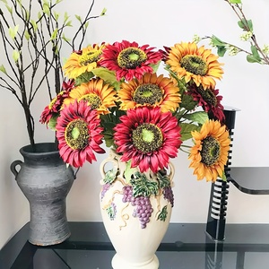 Vendita calda di grandi dimensioni in seta artificiale Girasoli disposizione multicolore realistico decorazione floreale per la casa di natale laurea pasqua - Product Image 5