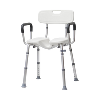 Chaise de douche antidérapante pour personnes âgées et handicapées avec fente pour l'hygiène intime, hauteur réglable avec accoudoirs et dossier