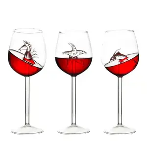 हस्तनिर्मित रचनात्मक 300ml सागर हार्स स्टारफिश डॉल्फिन रेड वाइन ग्लास कप Goblets