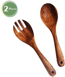 Bol en bois d'acacia massif en gros, ensemble de service pour salades avec ustensiles, <span class=keywords><strong>prix</strong></span> d'usine pour fruits, salades, décoration, bol en bois - Product Image 5