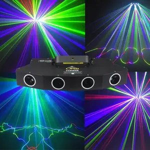 D980RGB 4 Hoofd Fan Vorm 7 Kleuren Breed Cover Bereik Dmx Dj Diso Club Laser Rgb Beam Laser Licht met Witte Beam