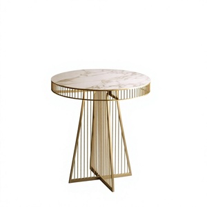 Table basse moderne en métal doré, design filaire rond, haute qualité, pour décoration intérieure et ameublement - Product Image 1