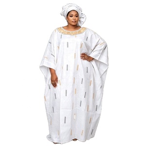 Robe longue grande taille <span class=keywords><strong>Bazin</strong></span> Riche pour femmes africaines, tenue traditionnelle de <span class=keywords><strong>mariage</strong></span> et de fête, avec foulard, Dashiki, Robe Boubou - Product Image 5