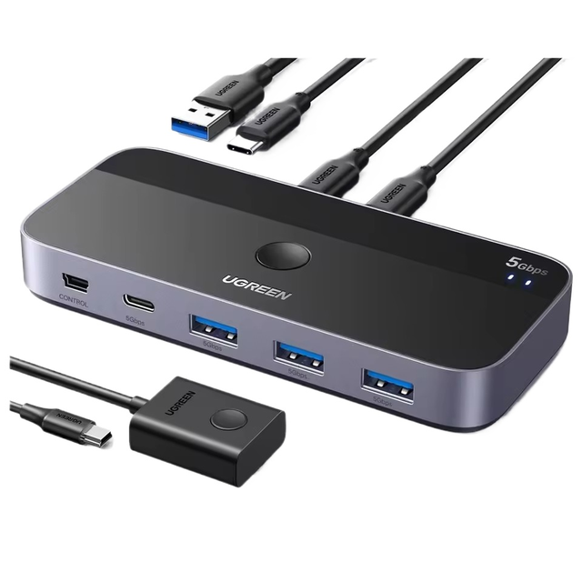 CM687 USB Switch A& C Input Computers Share 4 USB Ports, USB Switcher Selector for PC Laptop Keyboard Mouse Webcam