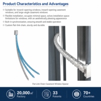 Ouvre-fenêtre électrique à chaîne courbée, ouvre-fenêtre à chaîne flexible, moteur de levage pour fenêtre coulissante verticale
