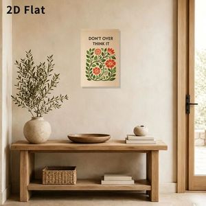 Don't Over Think It - Arte de pared en lienzo floral, impresión minimalista, rectangular, beige, sin marco, tamaño mediano - Product Image 4