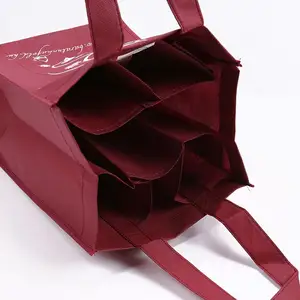 Custom 120gsm Or Other Color Shiny Tote Shopping bag China 6 Bottle Wine Laminated Recycled Cheap Pp Woven Bag