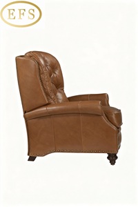 Classic / Vintage Chesterfield-style Accent Chair ONE SEATER Tufted Backrest <b>Rolled</b> Arms Nailhead Trim Full Genuine Reclining - Product Image 2