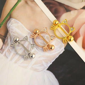 <span class=keywords><strong>Piercing</strong></span> para pezón de gato para mujer, anillo para pezón de cristal de acero inoxidable, para pecho <span class=keywords><strong>Piercing</strong></span>, joyería decorativa para el pecho - Product Image 3