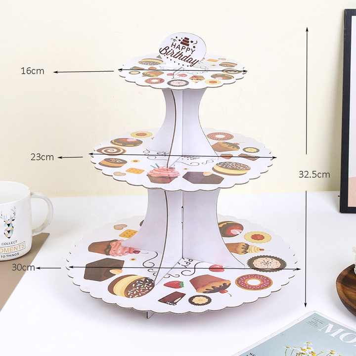 3-Tier Paper Cake Cupcake Stand Cardboard Dessert Cupcake Stand Display ...