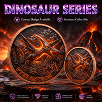 Pièce de monnaie en cuivre fin 999 de 1 oz, Pteranodon Pterosaure, relief 3D, effet UV, réplique fidèle, art métallique représentant un reptile volant du Crétacé