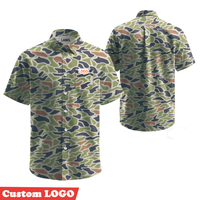 Sublimationsbedruckte, atmungsaktive Polyester-Hemden mit antibakteriellem Doppellagen-Kragen und Knöpfen für Herren, Outdoor, Camping, Angeln, Kurzarm