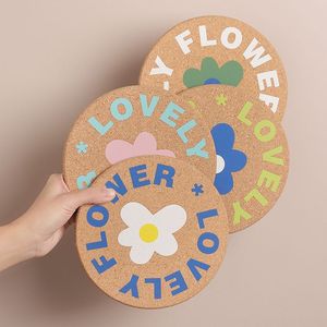 Posavasos Redondo de <span class=keywords><strong>Corcho</strong></span> con Diseño Floral Colorido DINGYE, <span class=keywords><strong>Aislante</strong></span> de Calor para Bebidas, Café, Té, Bar, Hogar y Oficina - Product Image 2