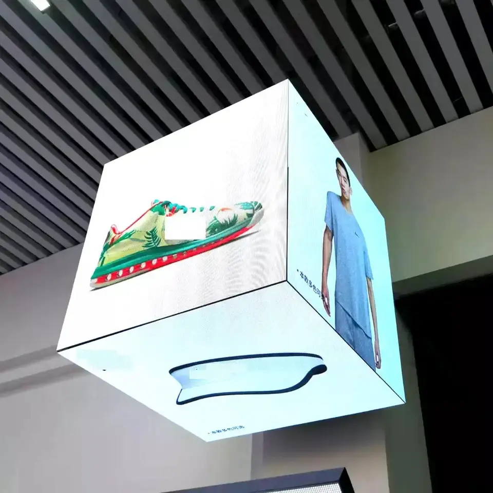 مكعبات فيديو led كاملة الالوان عالية الدقة مكعبات عرض led ثلاثية الابعاد لافتات العرض امام المتاجر