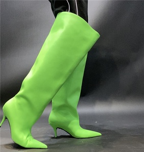 Women Knee High <b>Boots</b> Pointed Toe Shoes Super Wide Top Long Booties Stilettos Candy Colors High Heels Footwear Size 35-45 - Product Image 3