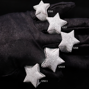 Anillo de estilo hip-hop con forma de estrella, con incrustaciones de moissanita VVS, certificado GRA, plata 925, chapado en oro de 18K, corte brillante redondo, en oferta. - Product Image 2