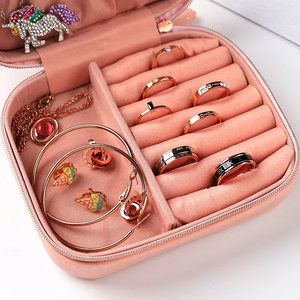 Rectangle Cardboard Jewelry Organizer Display Travel <b>Case</b> Boxes Portable Jewelry Box Storage <b>Earring</b> Holder with Zipper Closure - Product Image 5