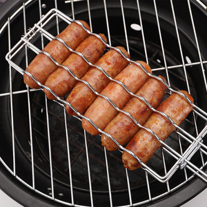Cesta de red para hornear salchichas de jamón antiadherente con Clip de barbacoa de acero al carbono desmontable para acampar al aire libre - Product Image 6