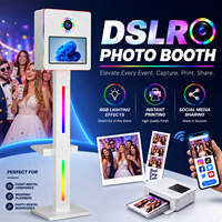 Machine Photobooth Carrée DSLR avec Écran Tactile 15,6 Pouces, Impression Instantanée, Lumière RGB, GIF Boomerang pour Mariages, Fêtes et Événements (OEM)