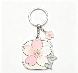 <b>Custom</b> Enamel Metal Key Chain Cherry Blossom Key Ring Zinc Alloy Pendant Gift for Bag and Keys - Product Image 2
