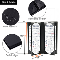 Porte-menu en cuir pour menus de 4,25 x 11 pouces, six pochettes pour menus de restaurant, cafés, hôtels