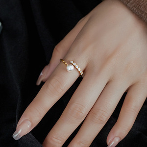 Vente chaude européenne et américaine 925 argent exquis zircon coquille perles ouverture réglable infini anneau exquis bijoux à bricoler soi-même - Product Image 4