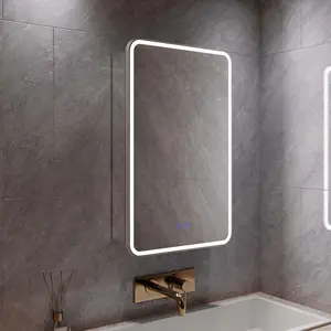 Yüzey montaj Light Up buğu Modern dokunmatik anahtarı tıp Frontlit tuvalet Led ışıkları ile banyo dolabı ayna