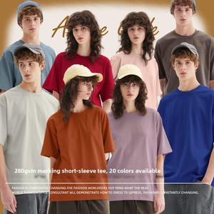 เสื้อยืดแขนสั้นผู้ชาย รุ่นซัมเมอร์ <span class=keywords><strong>AG</strong></span> 280 กรัม ผ้าฝ้ายแท้ ยูนิเซ็กส์ สีพื้น คอกลม หนานุ่ม สไตล์วินเทจ แบรนด์ดัง ทรงหลวม - Product Image 3