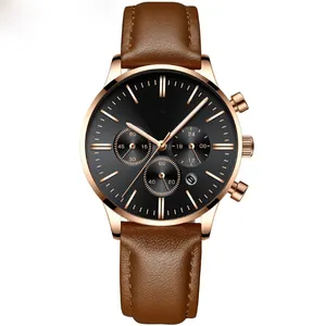 中国批发手表计时手表定制手表石英皮带男士复古手表