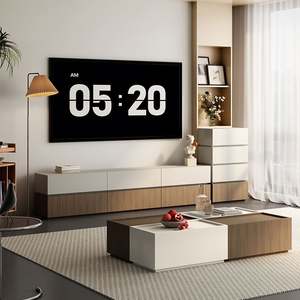 Meuble TV mural flottant moderne de luxe avec éclairage LED pour la maison, l'hôtel, le salon - Product Image 2