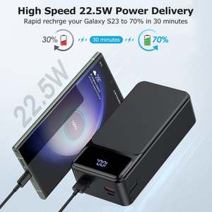 HYTO ขายส่ง พาวเวอร์แบงค์ 50000mAh PD 22.5W พร้อมหน้าจอ LCD แสดงผลแบบดิจิตอล พกพาสะดวก ชาร์จเร็ว ความจุขนาดใหญ่ - Product Image 2