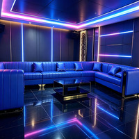 Modüler Kavisli Koyu Renk Modern KTV Eğlence Seti Kabin Koltuğu RGB LED Paslanmaz Çelik Sehpa Gece Kulübü Otel Mobilyası