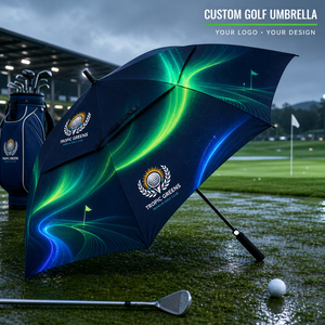 large durable 8k black coating golf umbrella Windproof Double <b>Canopy</b> Custom Logo Fiberglass Ribs Outdoor Umbrella - Product Image 1