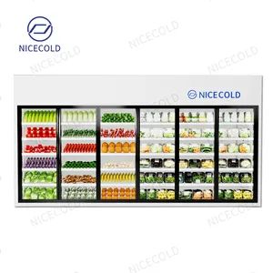 Chambre froide de congélateur d'affichage de porte en verre personnalisée de supermarché commercial pour des fruits et légumes à vendre
