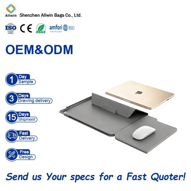 Custom Laptop Sleeve 13-16 Inch PU Leather Slim Case with Stand Mouse Pad Unisex Business Briefcase for Macbook Pro/Air