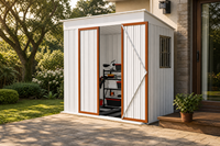 Abri de jardin en acier 6x4 pieds, abri métallique extérieur avec plancher et portes doubles verrouillables