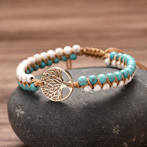 Đá Tự Nhiên Đính Cườm Vòng Đeo Tay Châu Phi Jasper Turquoise Chuỗi Bện Yoga Tình Bạn Vòng Đeo Tay Cho Món Quà - Product Image 2