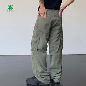 OEM pantaloni da Jogger Cargo da uomo a vita media Casual Streetwear pantaloni Cargo larghi in slip con stile piatto sul davanti - Product Image 4