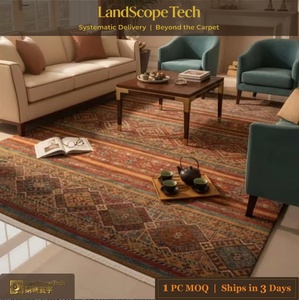 Alfombra de Salón LandScopeTech, Estilo Bohemio Tribal Turco, Diseño Geométrico Retro a Rayas, Suave, Duradera y Lavable - Product Image 2