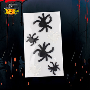 Autocollant Statique Araignée d'Halloween en Gelée, Matériau Caoutchouc Souple, Décalcomanie Transparente 3D pour Fenêtre, Décoration Intérieure et Extérieure, Cadeau - Product Image 1