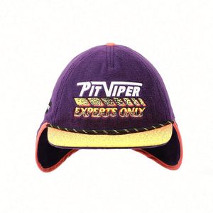 Winter Protection Custom Purple Speed Fleece Earflap Winter <b>Hat</b>, Embroidery Fleece Warm Rope Brim Winter Snapback Cap - Product Image 2