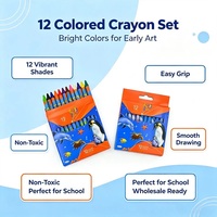 Ensemble de 12 crayons de cire non toxiques pour enfants, crayons de dessin sûrs, logo personnalisé, crayons d'art pour enfants, fournitures scolaires d'art